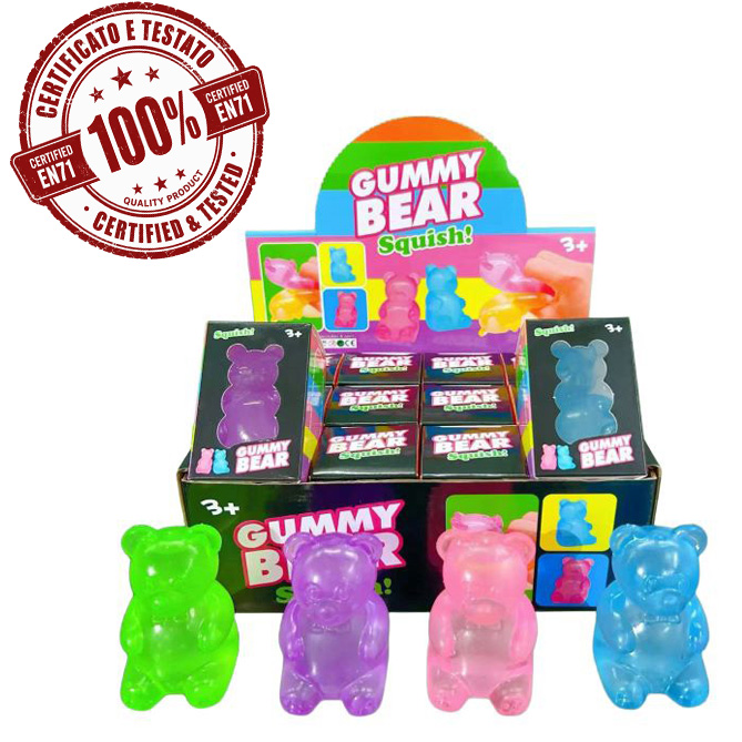 SQUISHY GUMMY (TEDDY) BEAR 7 cm TPR Slow Rise In box In display da 12pz…x12…x144